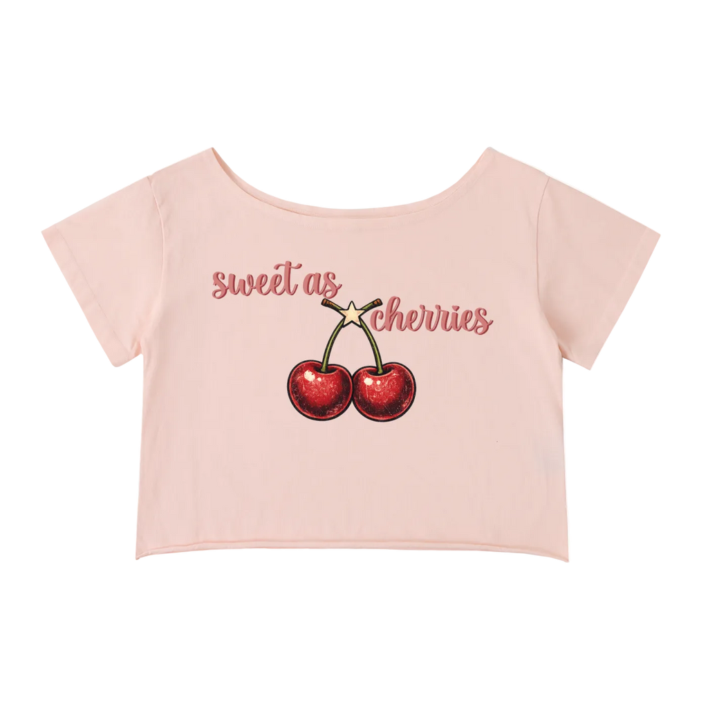 Cherries Off Shoulder Baby Tee