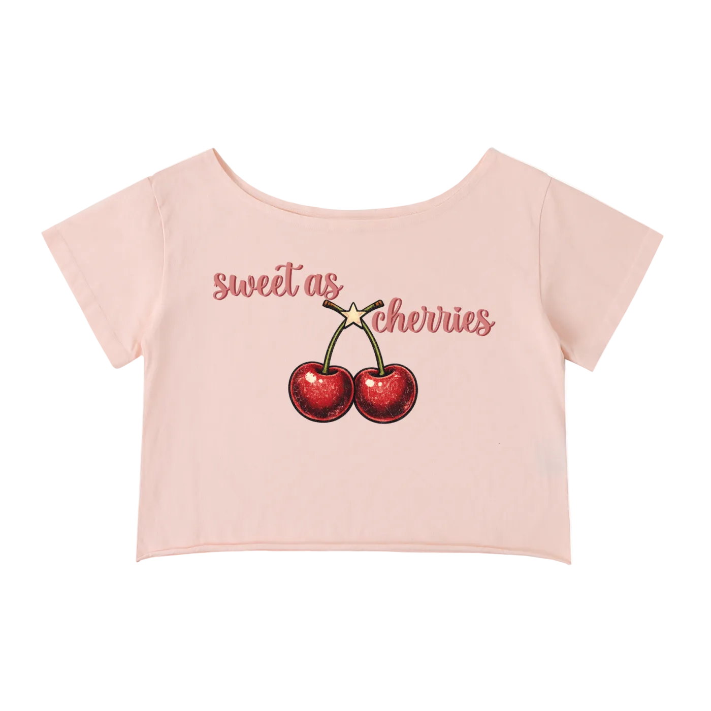 Cherries Off Shoulder Baby Tee