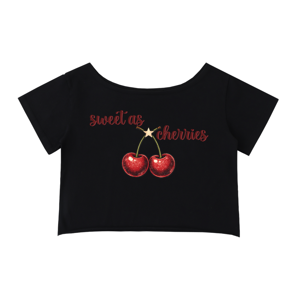 Cherries Off Shoulder Baby Tee