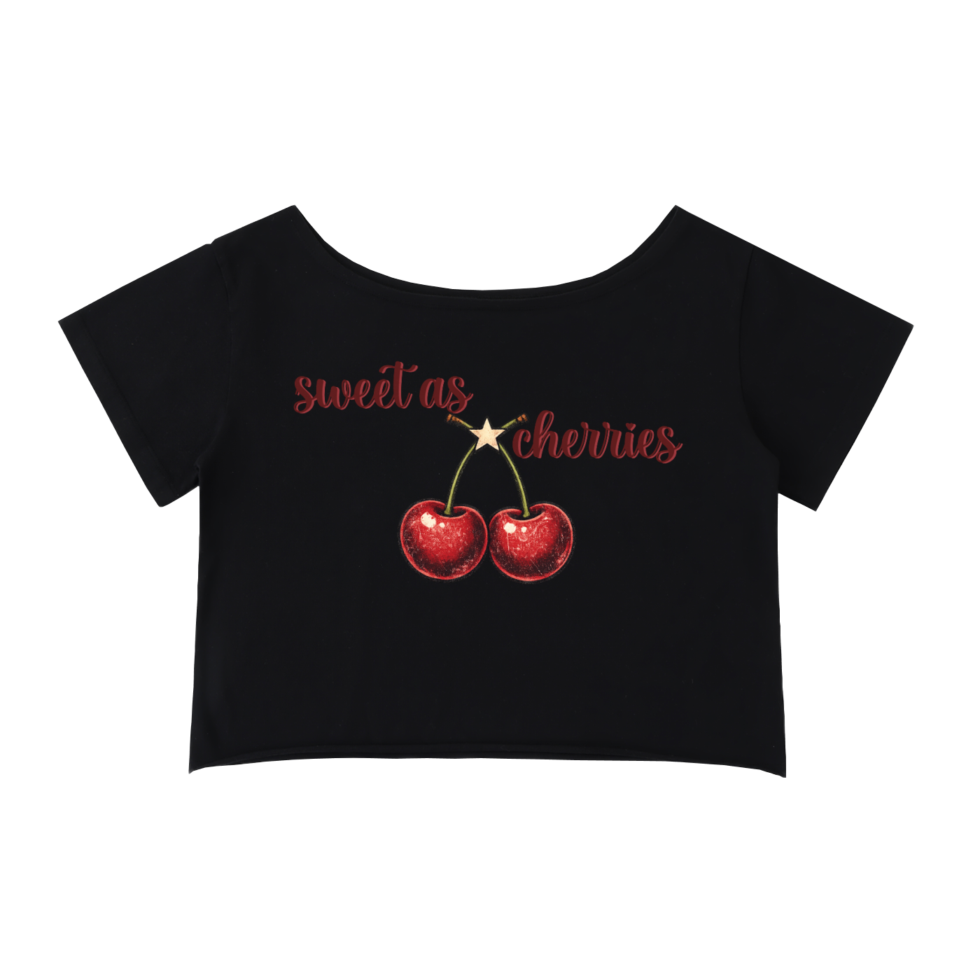 Cherries Off Shoulder Baby Tee