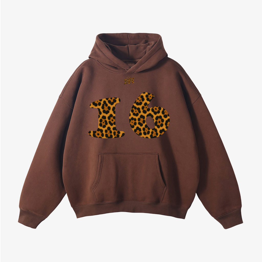 "16" HEAVYWEIGHT LEOPARD HOODIE