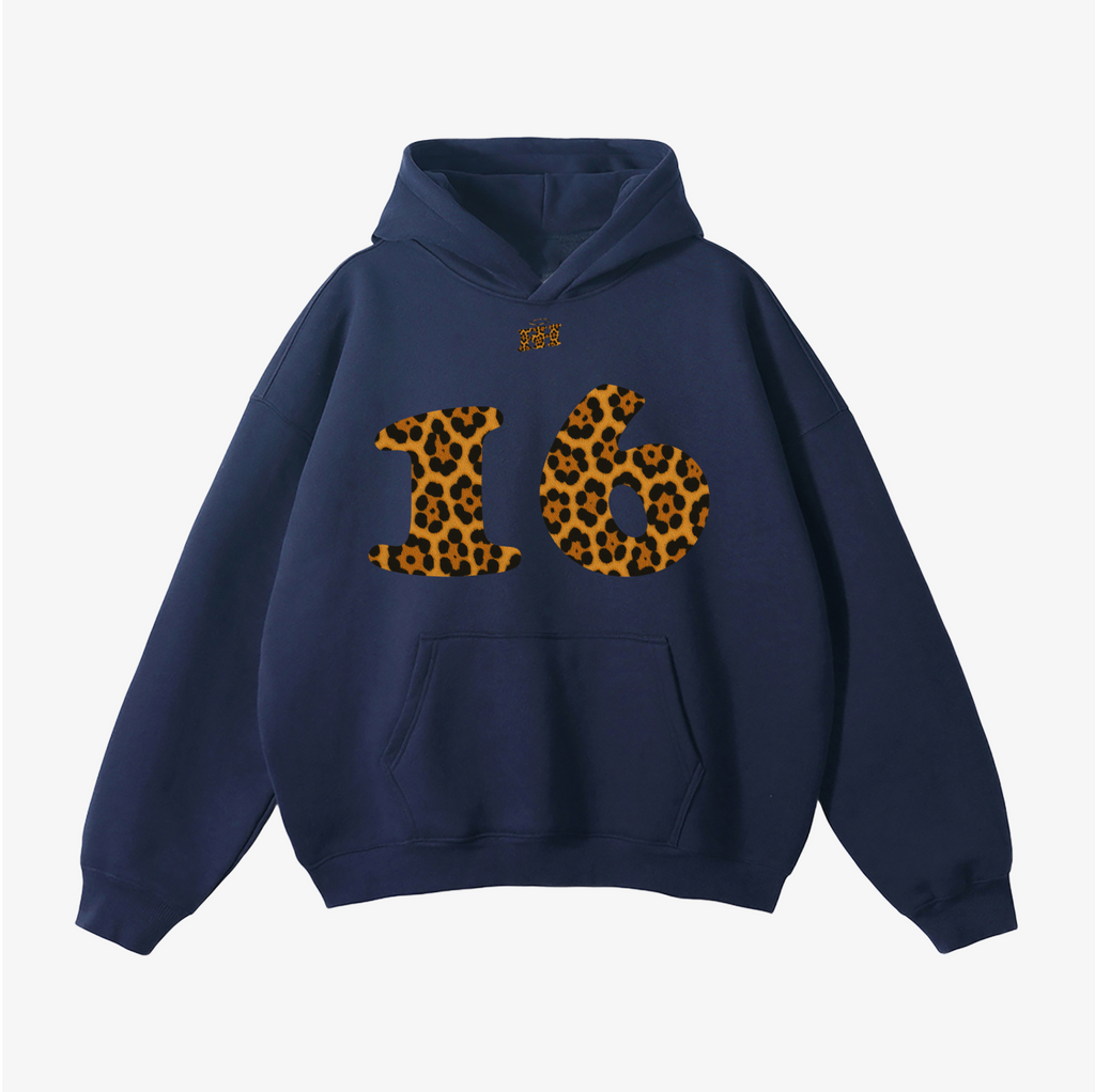 "16" HEAVYWEIGHT LEOPARD HOODIE
