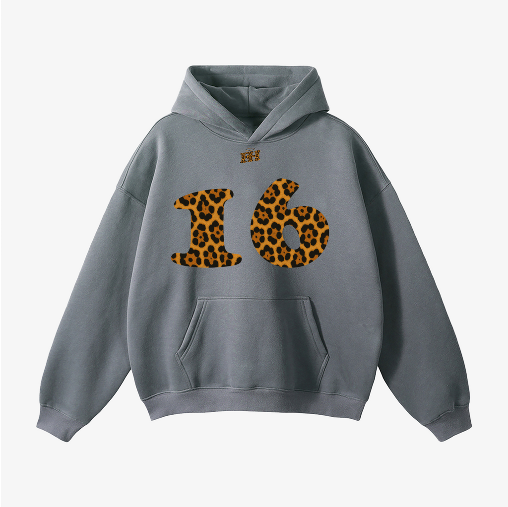"16" HEAVYWEIGHT LEOPARD HOODIE