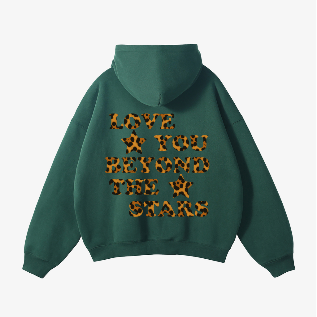 "LOVE YOU BEYOND THE STARS" HEAVYWEIGHT LEOPARD HOODIE