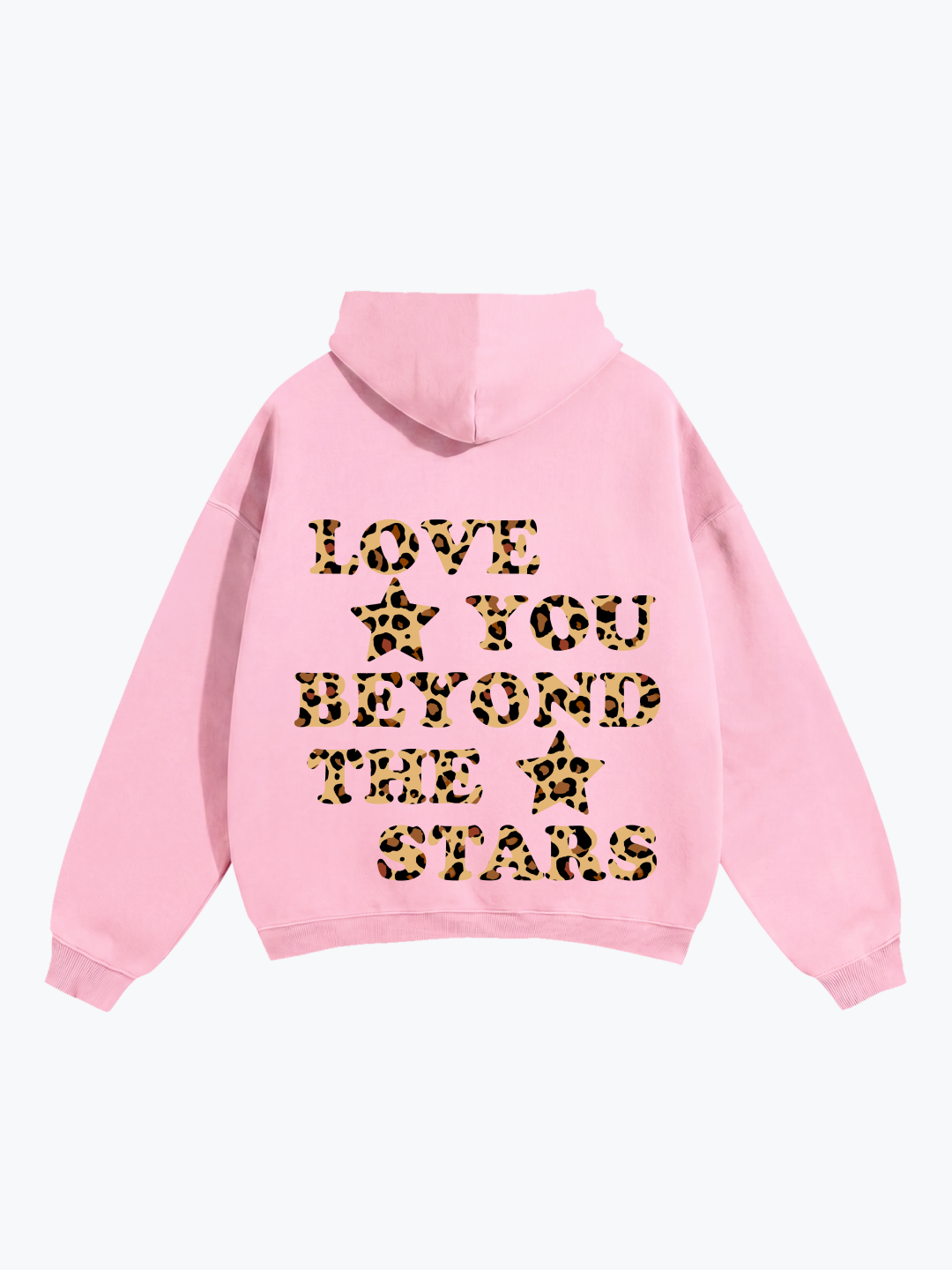 "LOVE YOU BEYOND THE STARS" LEOPARD OVERSIZED HOODIE