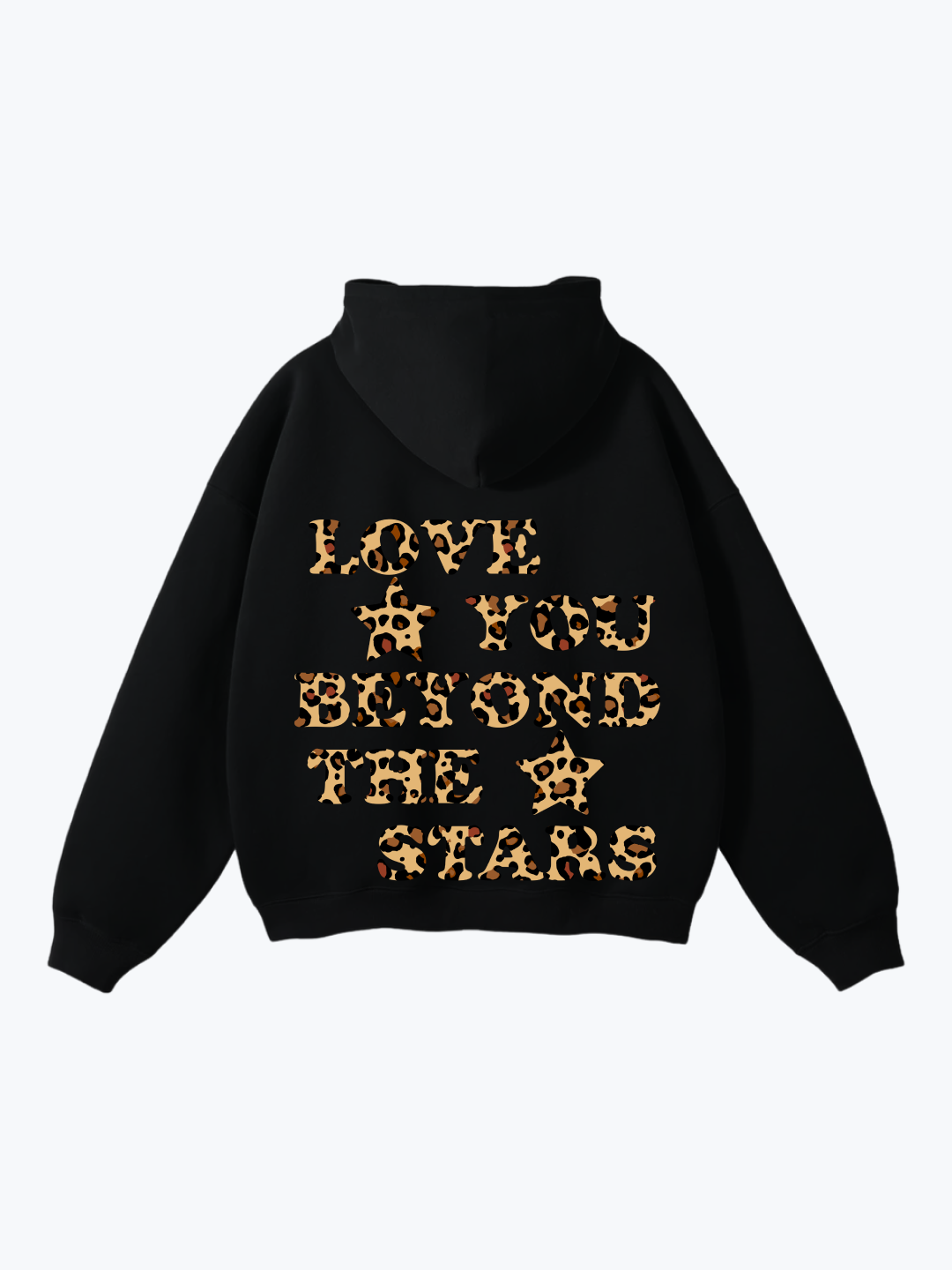 "LOVE YOU BEYOND THE STARS" LEOPARD OVERSIZED HOODIE