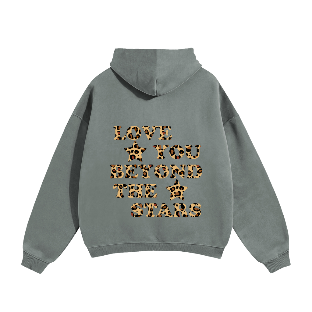Love You Beyond The Stars Leopard Heavyweight Hoodie