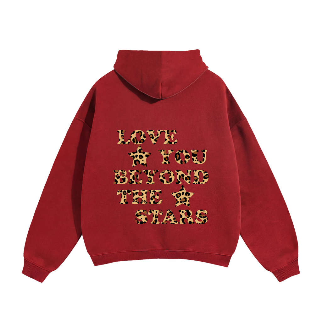 Love You Beyond The Stars Leopard Heavyweight Hoodie