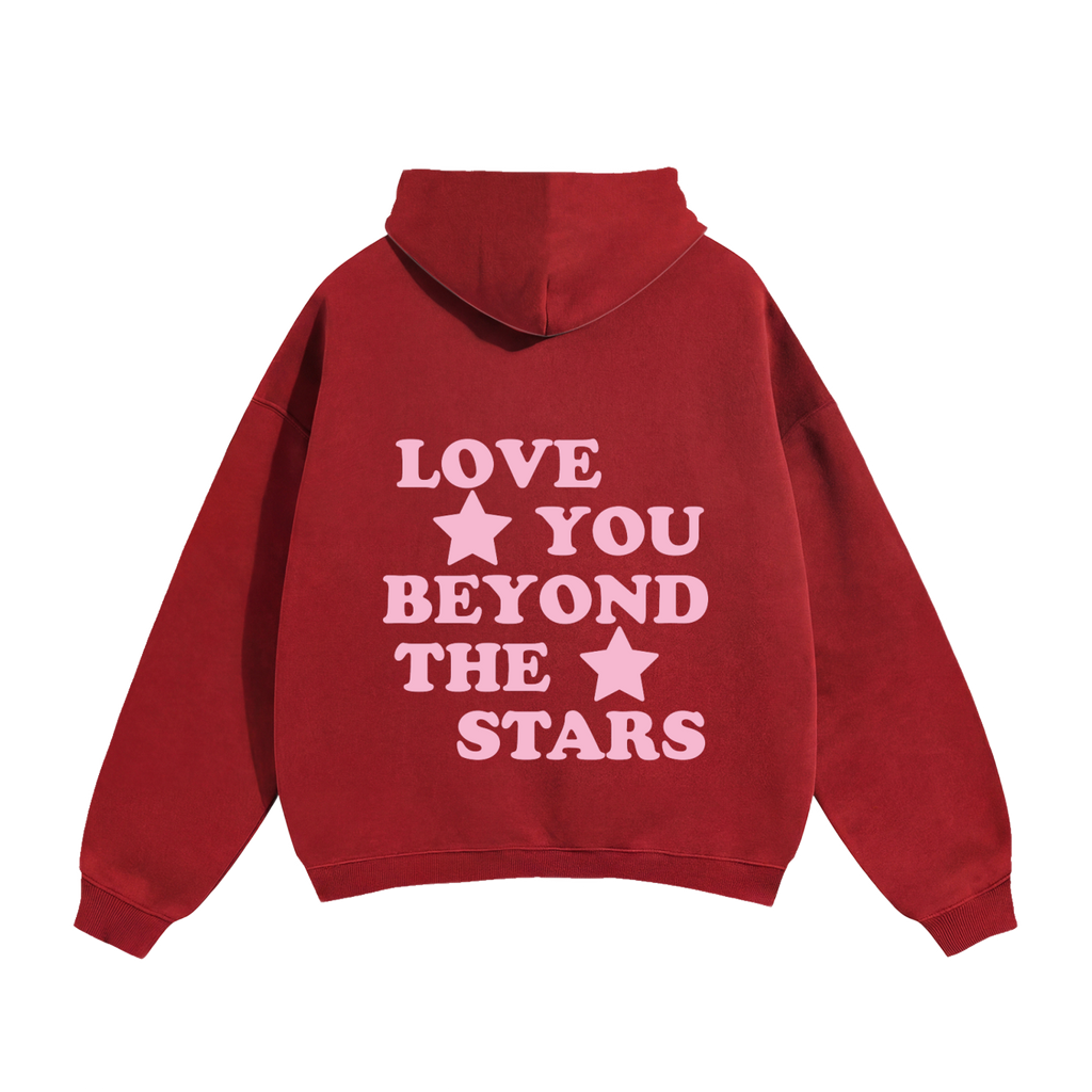 Love You Beyond The Stars Pink Heavyweight Hoodie