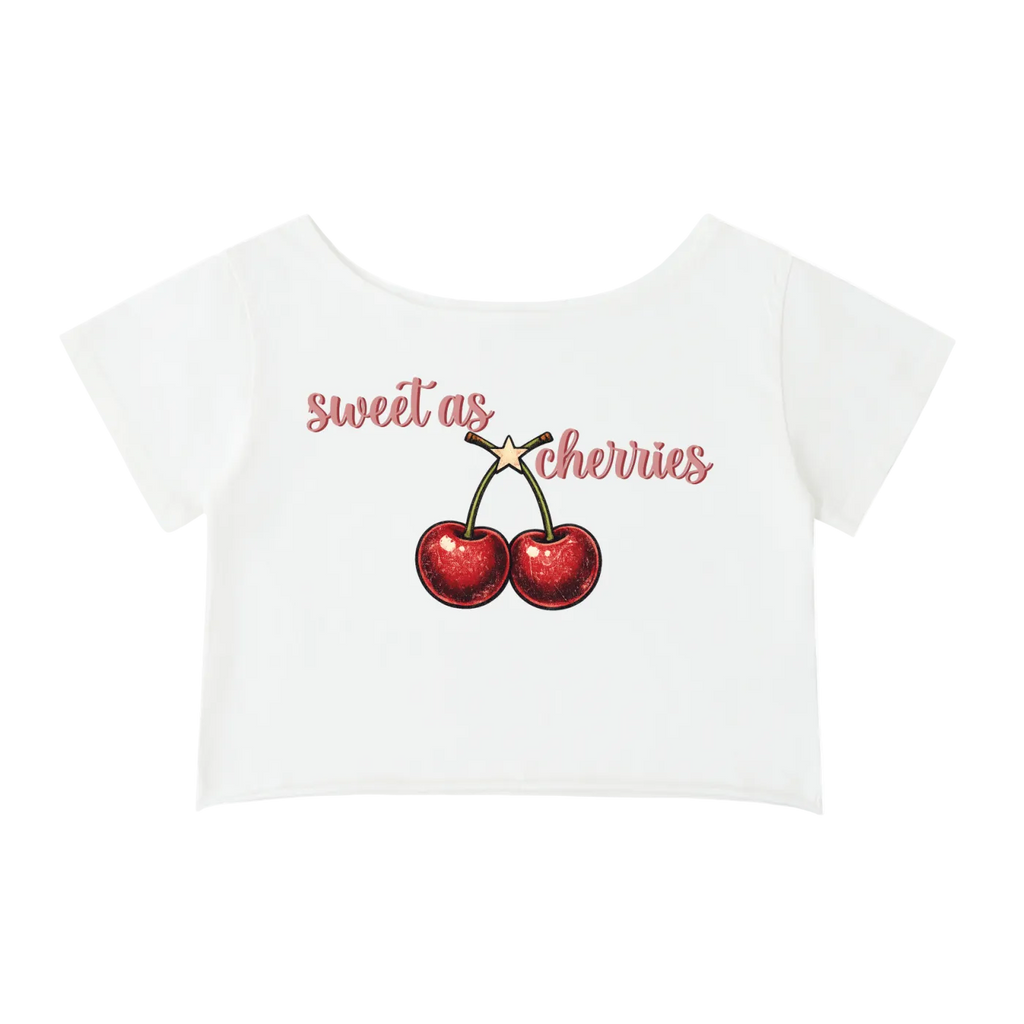 Cherries Off Shoulder Baby Tee