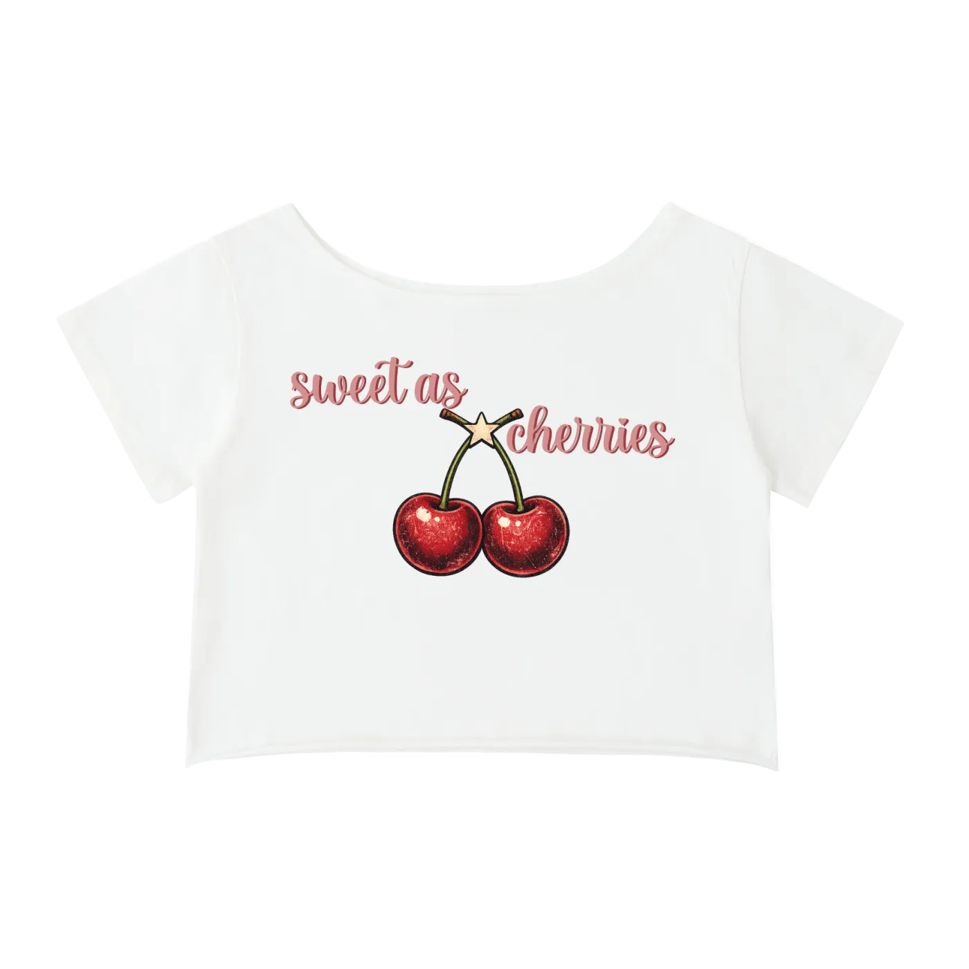 Cherries Off Shoulder Baby Tee
