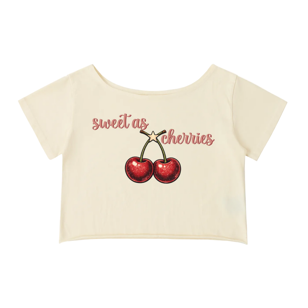 Cherries Off Shoulder Baby Tee