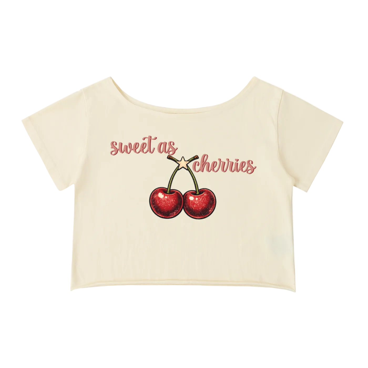 Cherries Off Shoulder Baby Tee